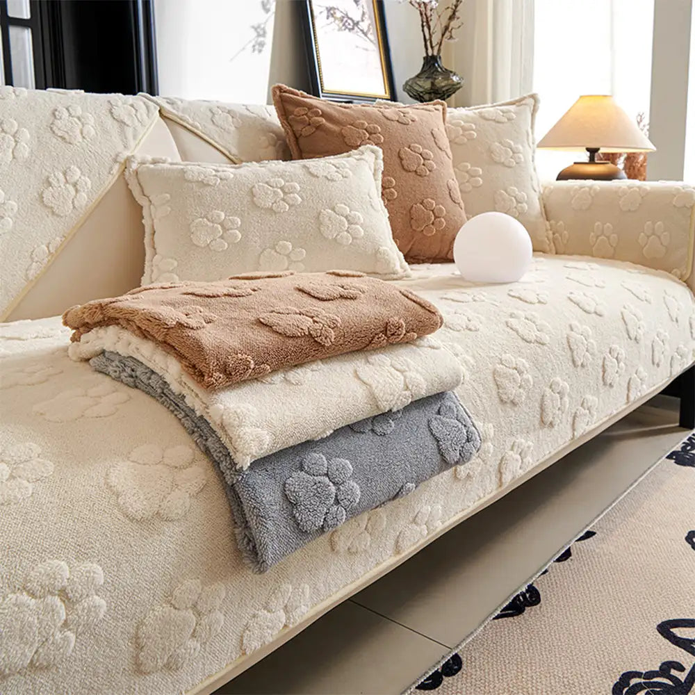 Paw Print Cute Plush Thick Sofa Decoration Non-sli