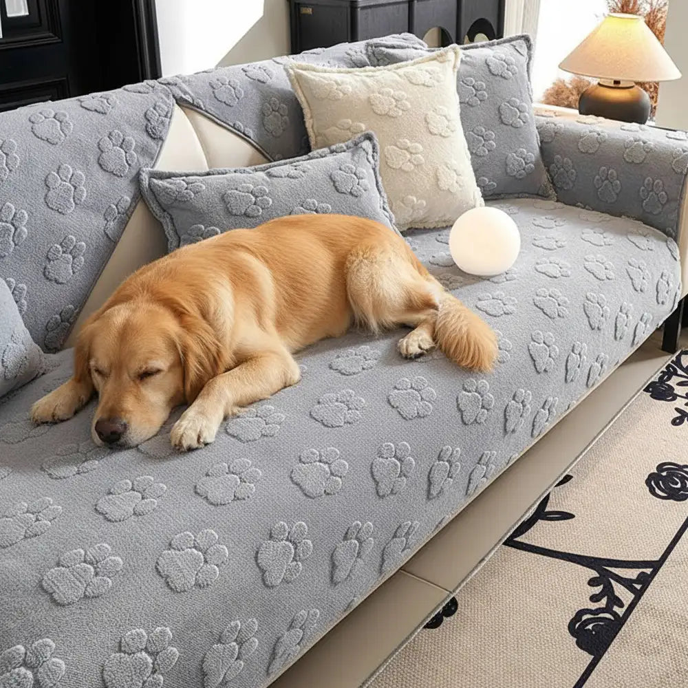 Paw Print Cute Plush Thick Sofa Decoration Non-sli