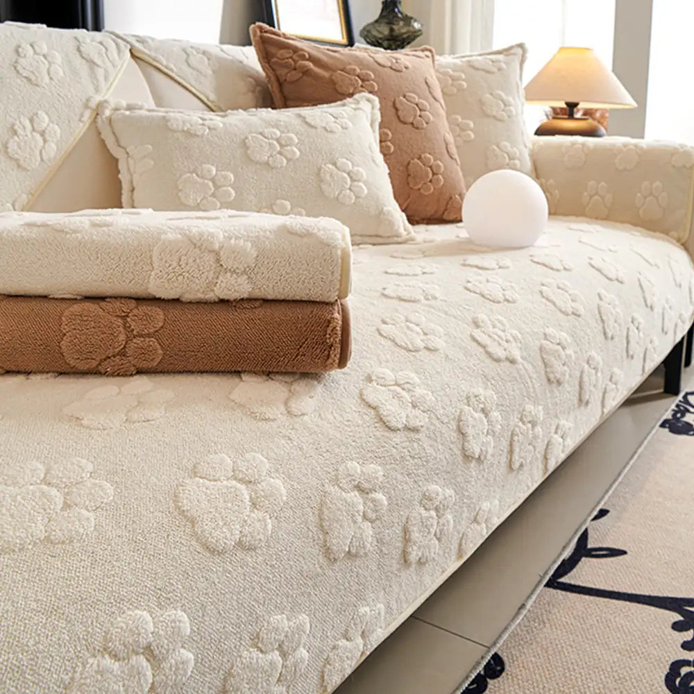 Paw Print Cute Plush Thick Sofa Decoration Non-sli