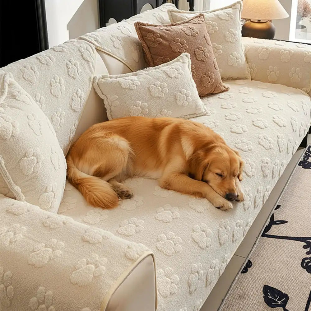 Paw Print Cute Plush Thick Sofa Decoration Non-sli