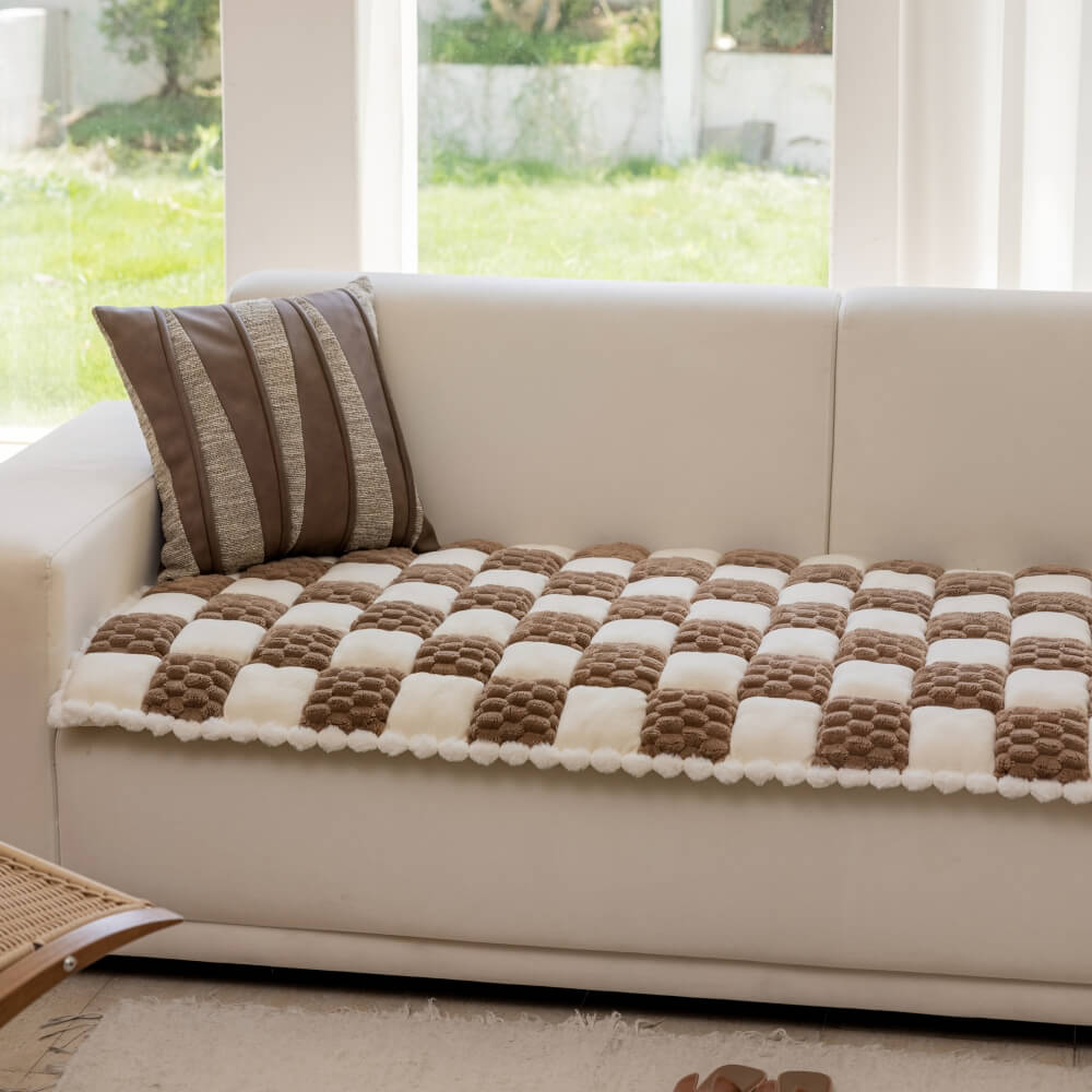 Plush Handmade Color Block Dog Mat Soft Sofa Prote