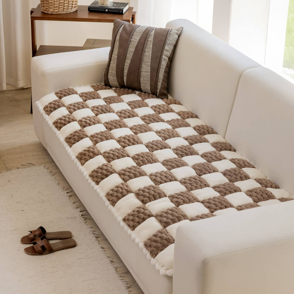 Plush Handmade Color Block Dog Mat Soft Sofa Prote