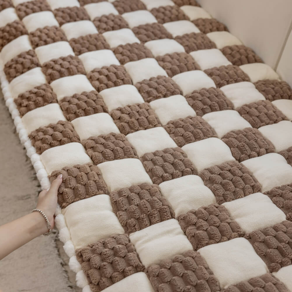 Plush Handmade Color Block Dog Mat Soft Sofa Prote