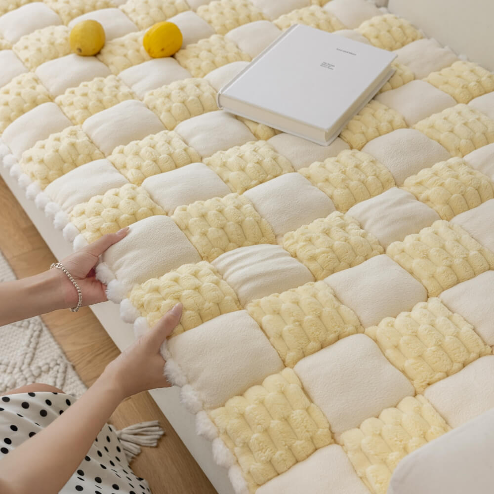 Plush Handmade Color Block Dog Mat Soft Sofa Prote