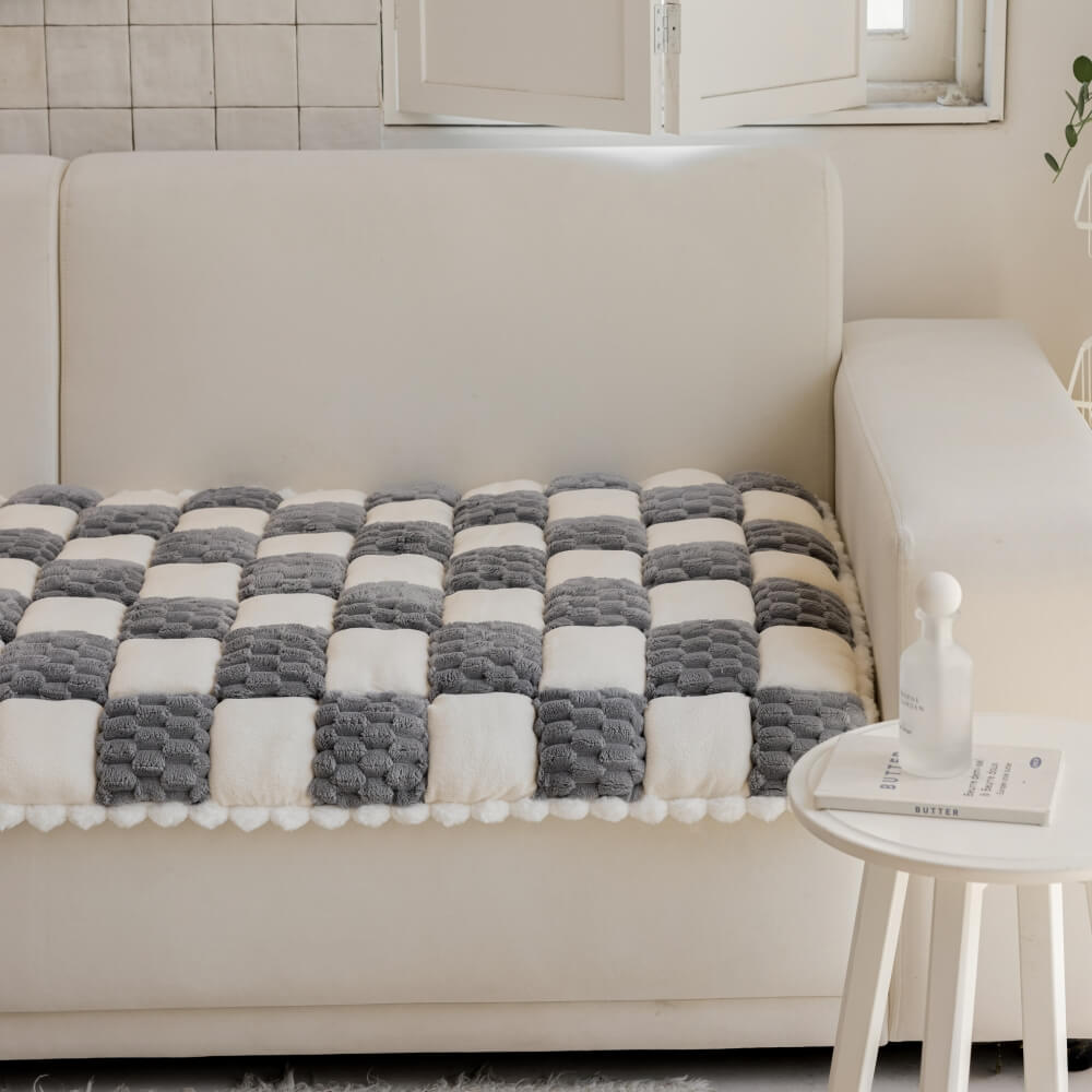 Plush Handmade Color Block Dog Mat Soft Sofa Prote
