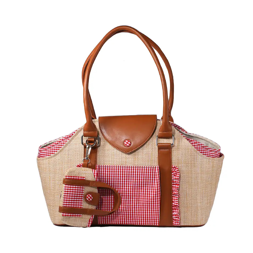 Portable Faux Woven Water-Repellent Pet Carrier Ba