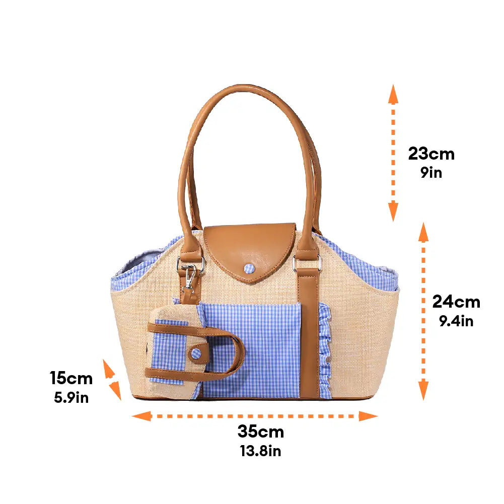 Portable Faux Woven Water-Repellent Pet Carrier Ba