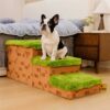 Retro Pixel Handcrafted Foldable Pet Stairs With S