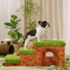 Retro Pixel Handcrafted Foldable Pet Stairs With S