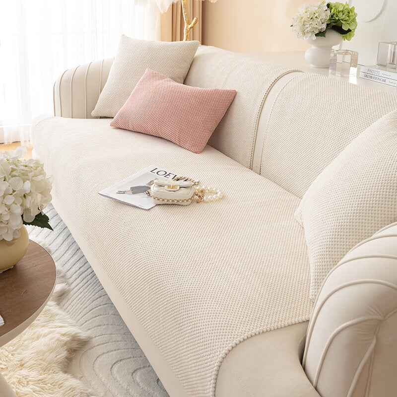 Simple Solid Colour Plush Furniture Protector Couc