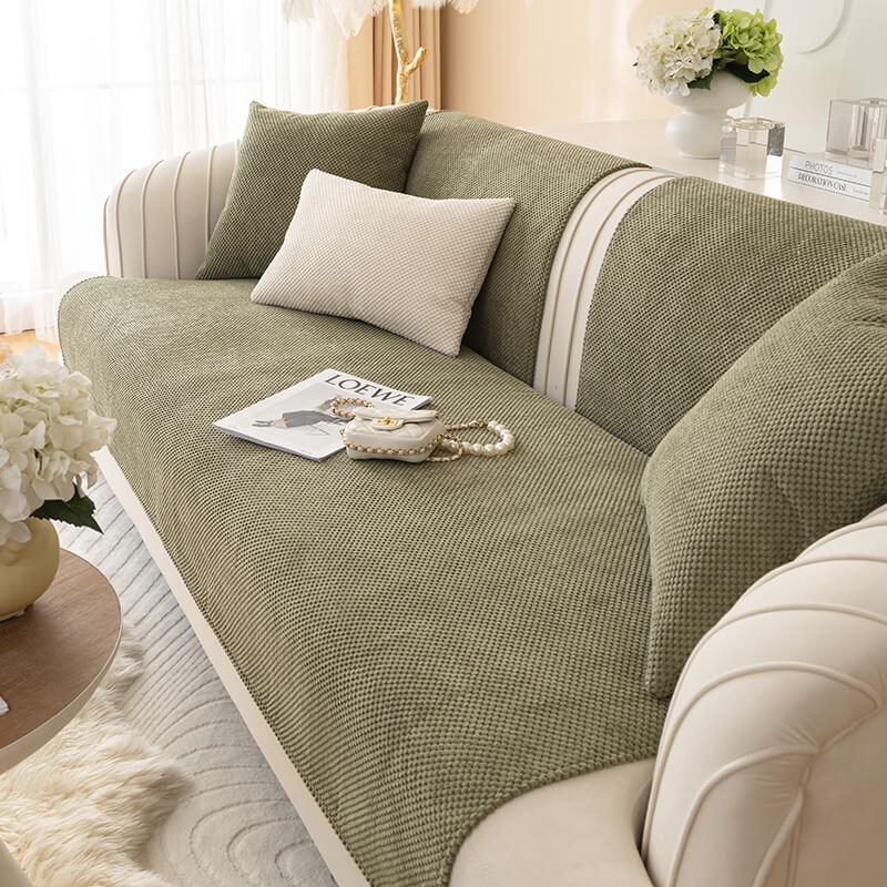 Simple Solid Colour Plush Furniture Protector Couc