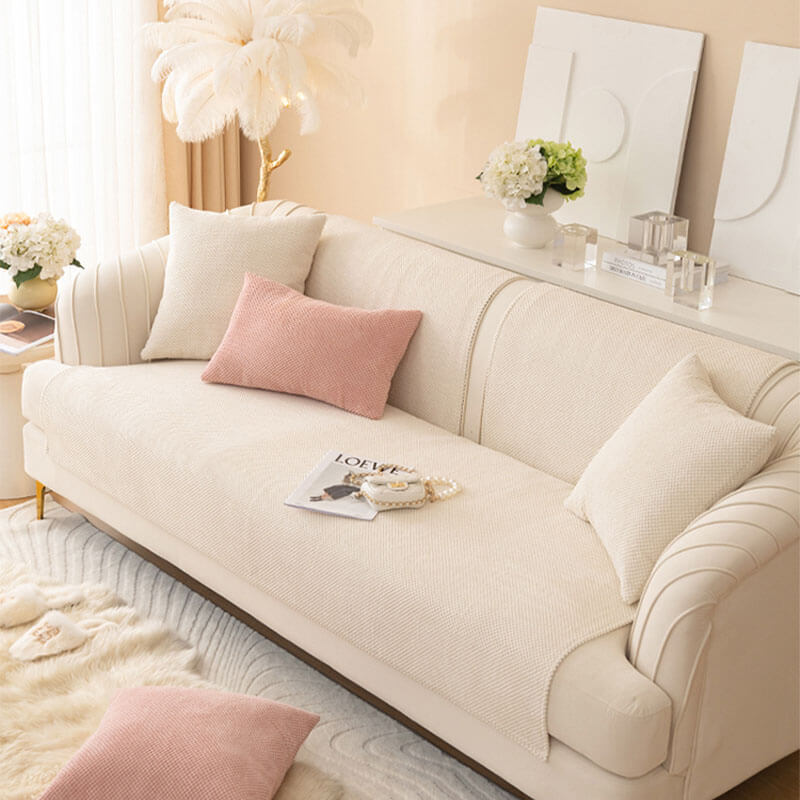 Simple Solid Colour Plush Furniture Protector Couc