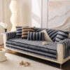 Striped Faux Rabbit Fur Sofa Protector Durable And