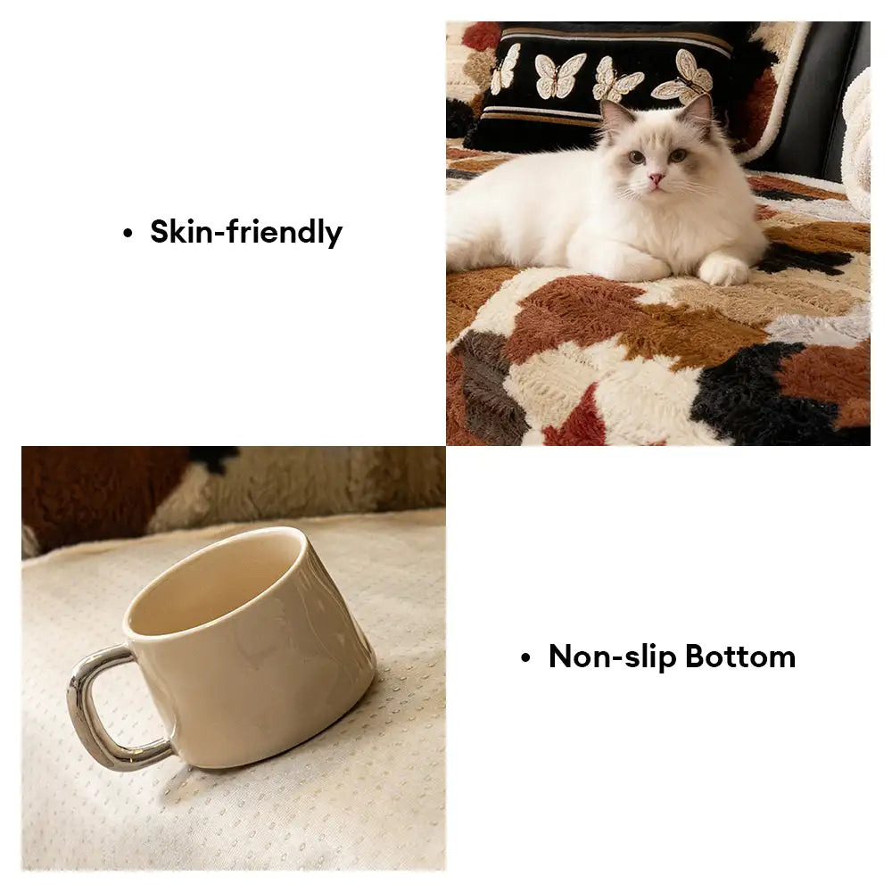 Stylish Color-Blocked Faux Rabbit Fur Soft Non-Sli