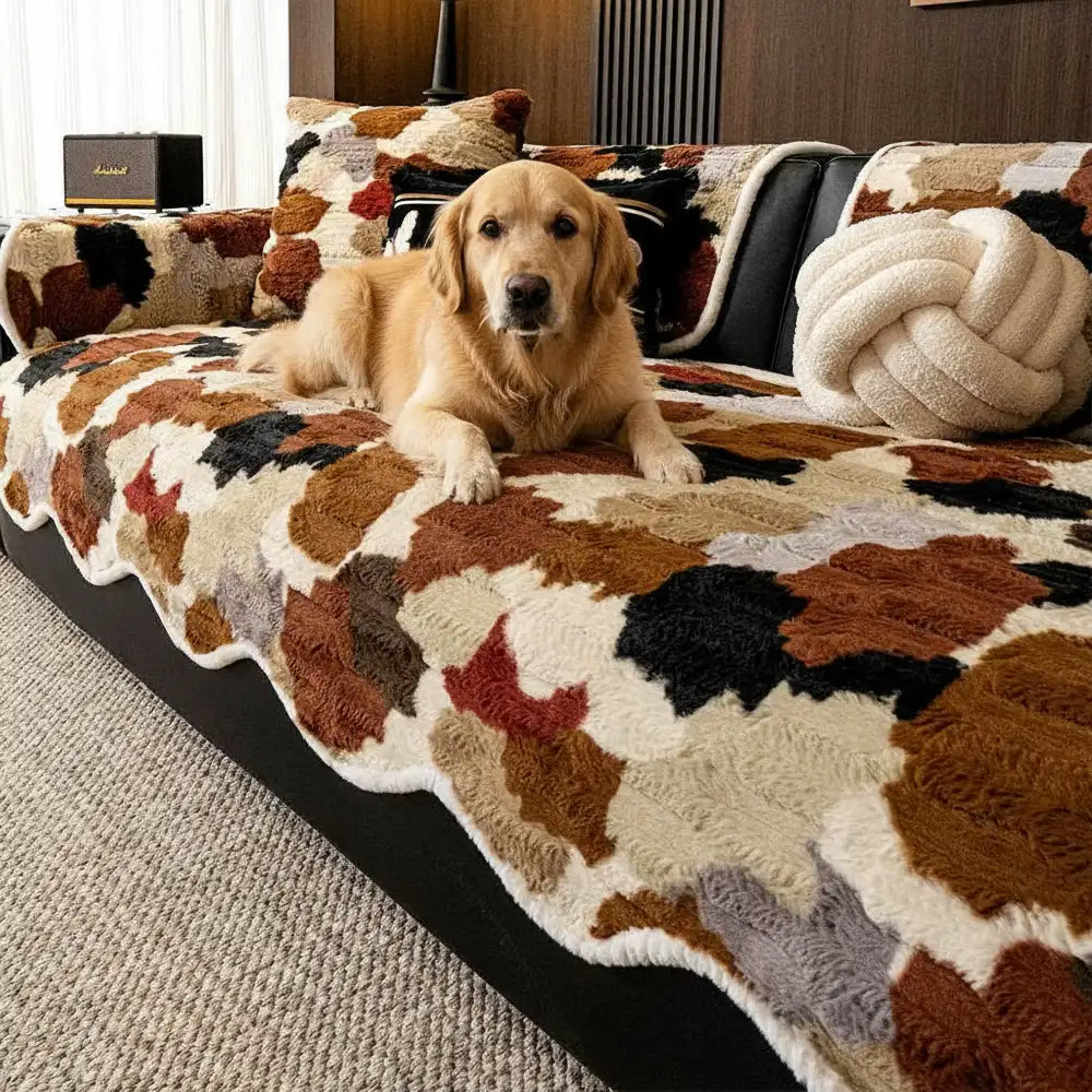 Stylish Color-Blocked Faux Rabbit Fur Soft Non-Sli