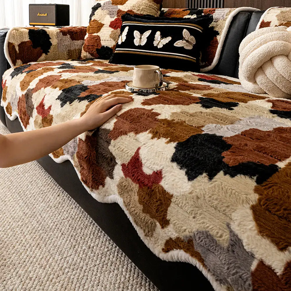 Stylish Color-Blocked Faux Rabbit Fur Soft Non-Sli