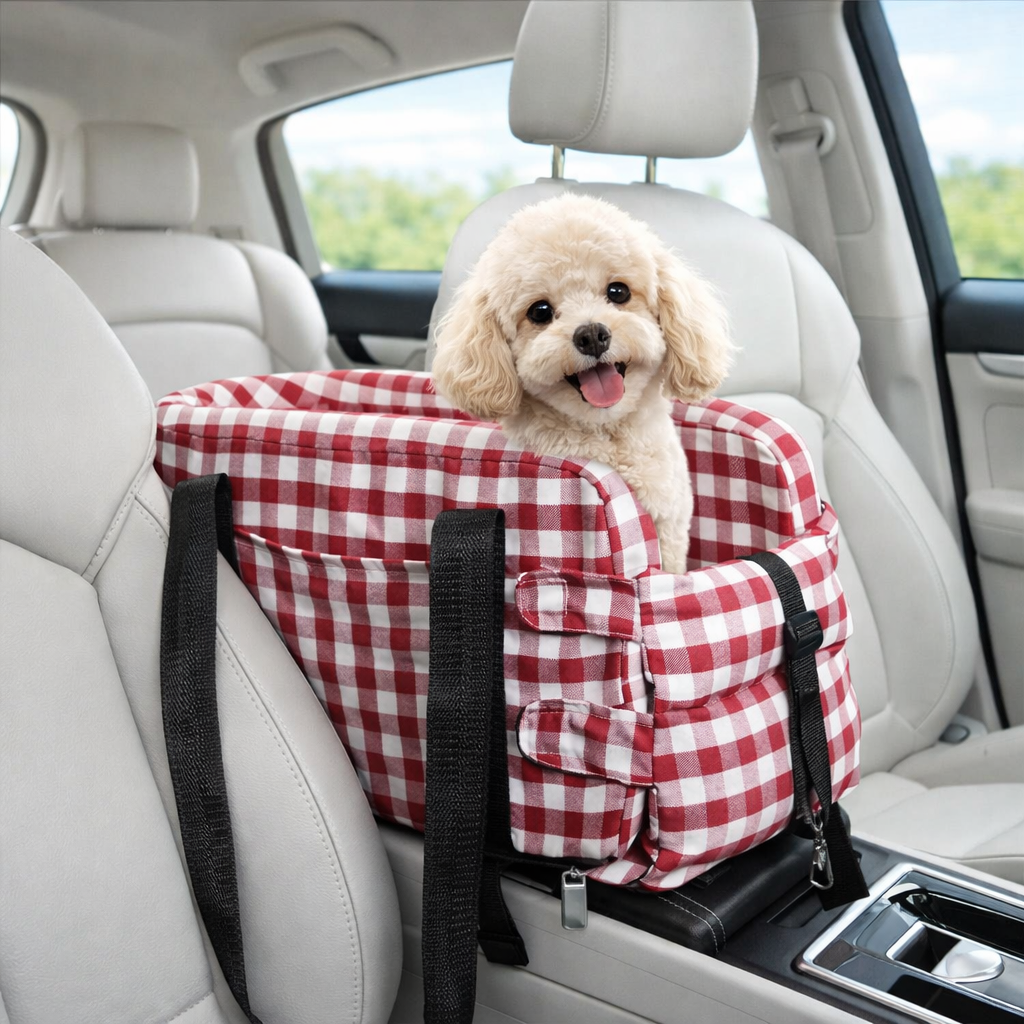 Stylish Plaid Portable Travel Dog Car Safety Seat