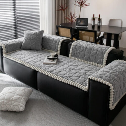 Thickened Short Plush Leaf Pattern Scratch Resista