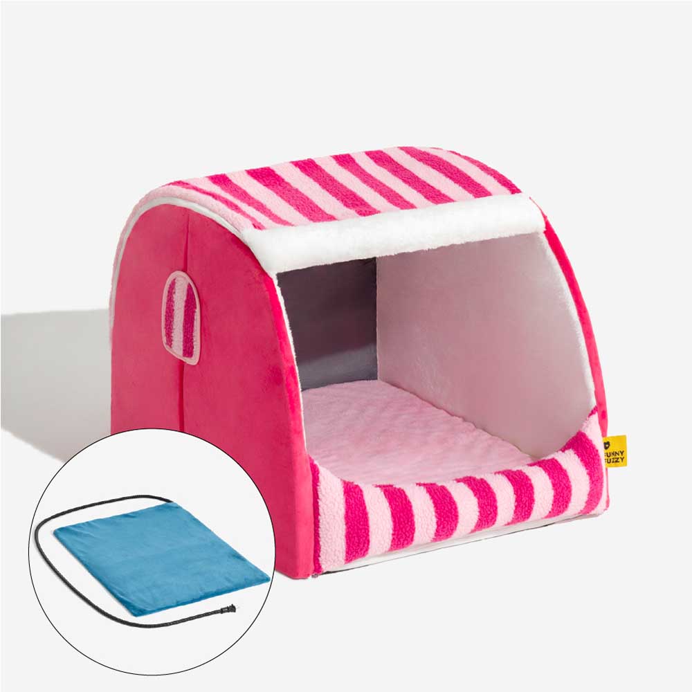 Trendy Striped House Orthopedic Dog Bed - Cozy Hid