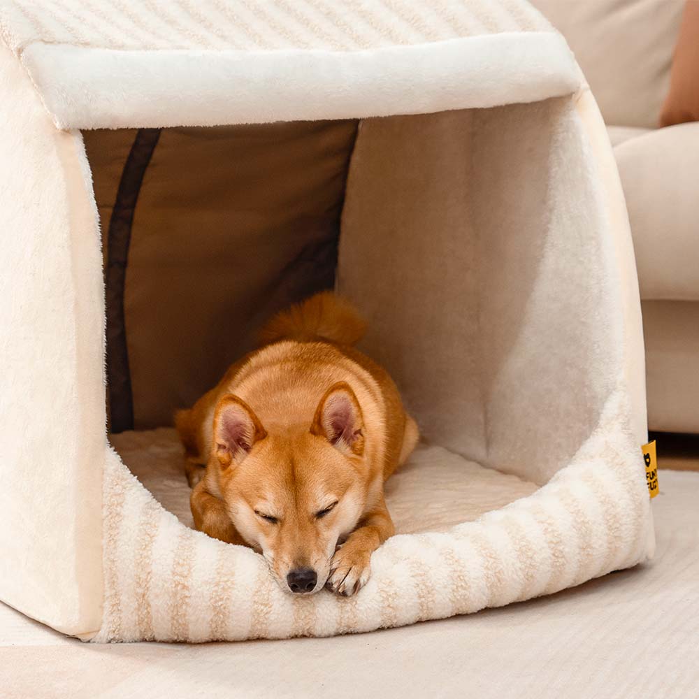 Trendy Striped House Orthopedic Dog Bed - Cozy Hid