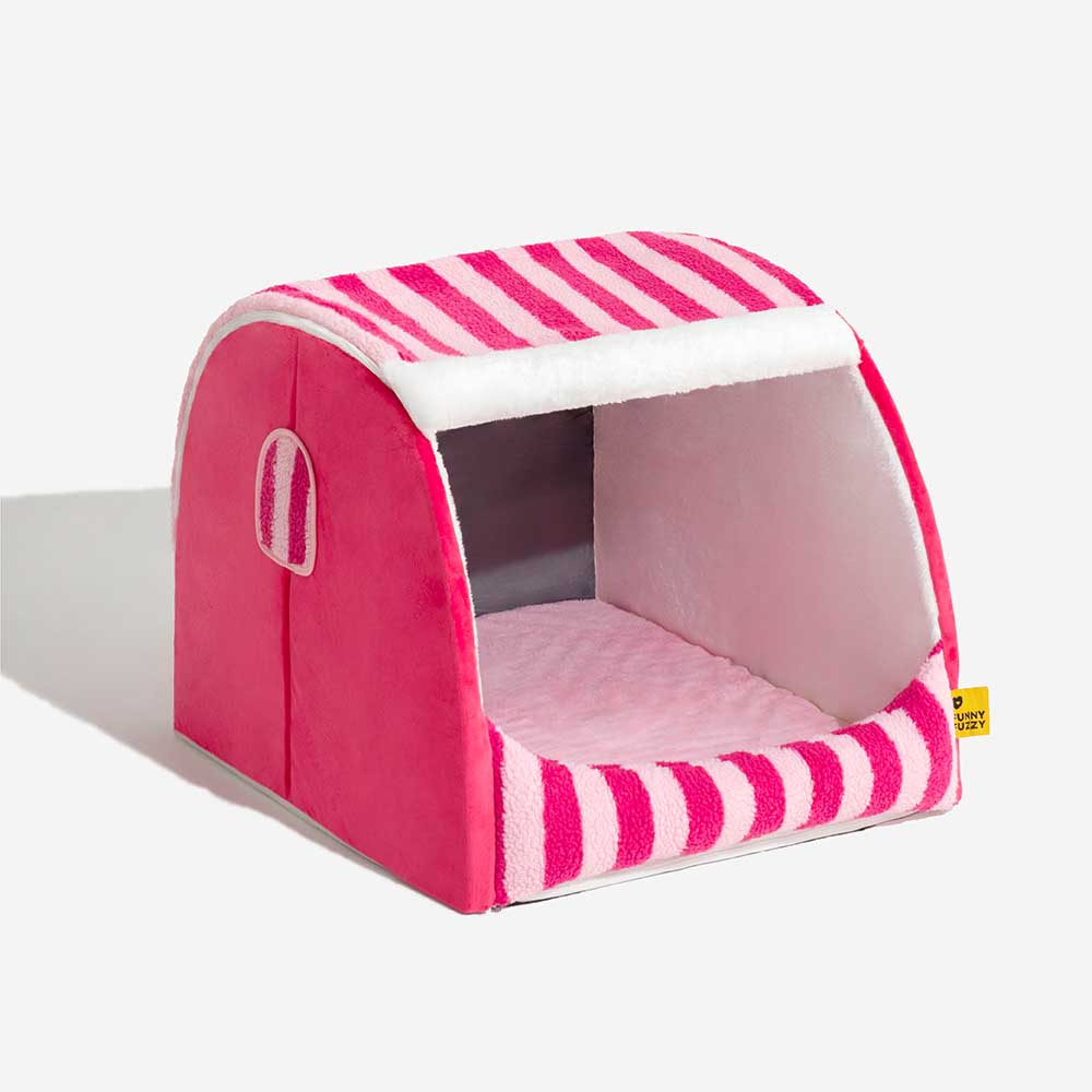 Trendy Striped House Orthopedic Dog Bed - Cozy Hid