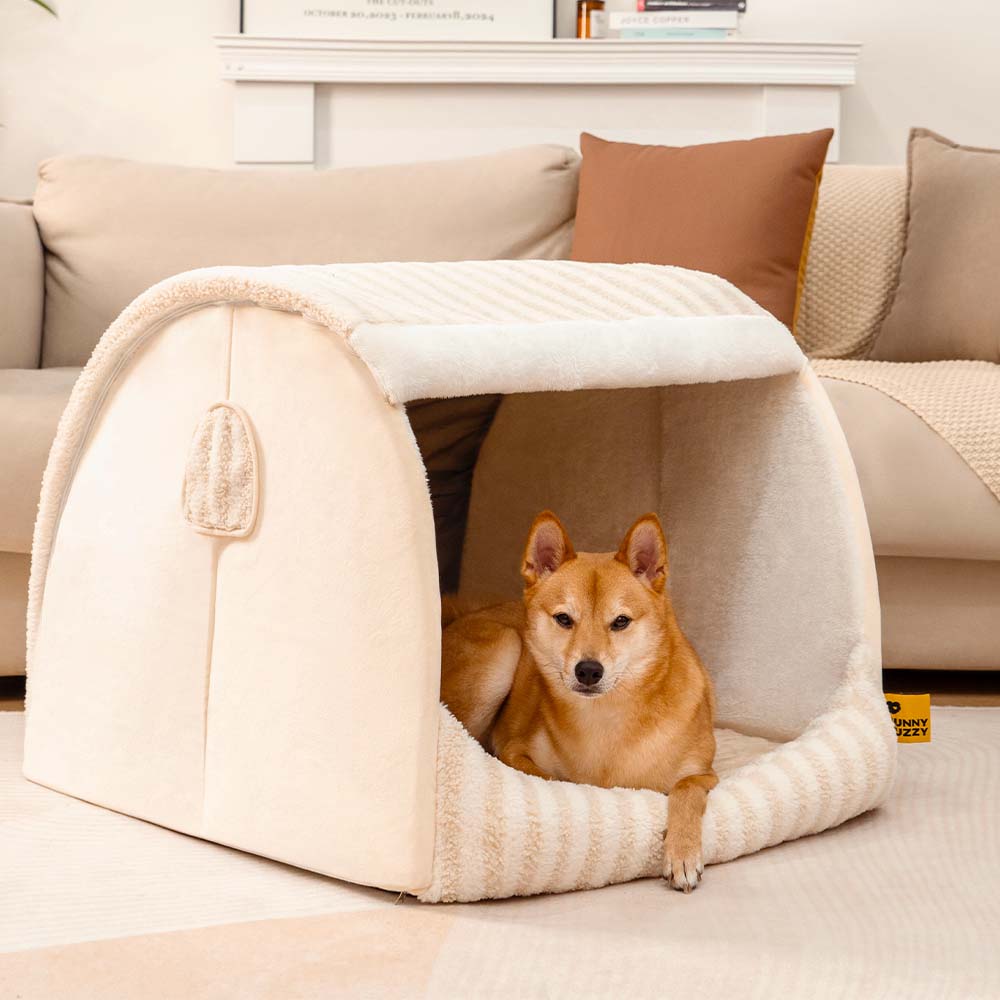 Trendy Striped House Orthopedic Dog Bed - Cozy Hid