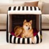 Trendy Striped House Orthopedic Dog Bed - Cozy Hid