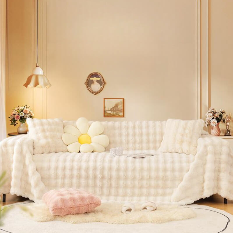 Ultra-Soft Faux Rabbit Fur Skin-Friendly Full Prot