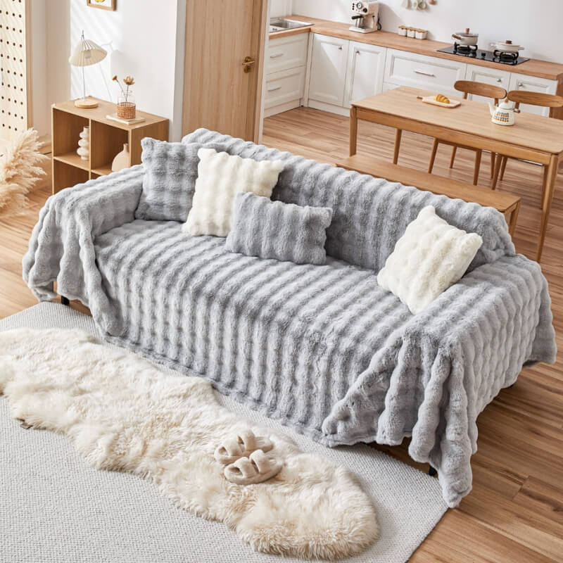 Ultra-Soft Faux Rabbit Fur Skin-Friendly Full Prot