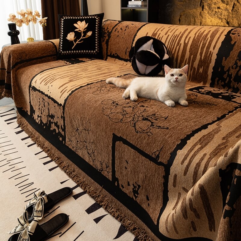 Vintage Chenille Anti-Scratch Sofa Protector Throw