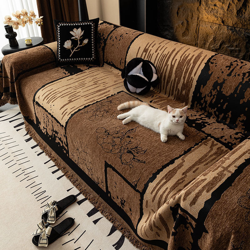 Vintage Chenille Anti-Scratch Sofa Protector Throw