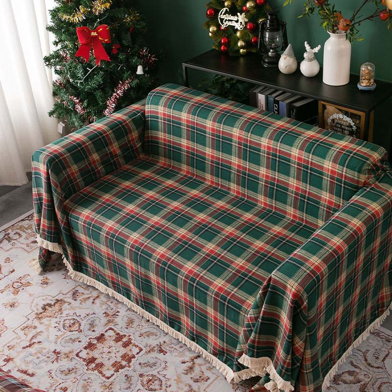 Vintage Christmas Style Plaid Blanket Full Wrap Co
