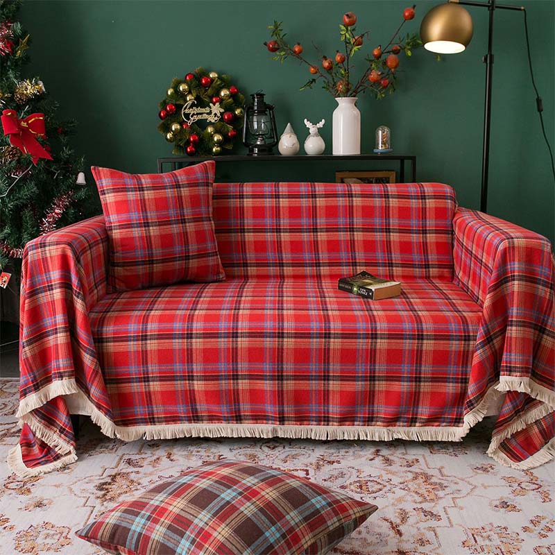 Vintage Christmas Style Plaid Blanket Full Wrap Co
