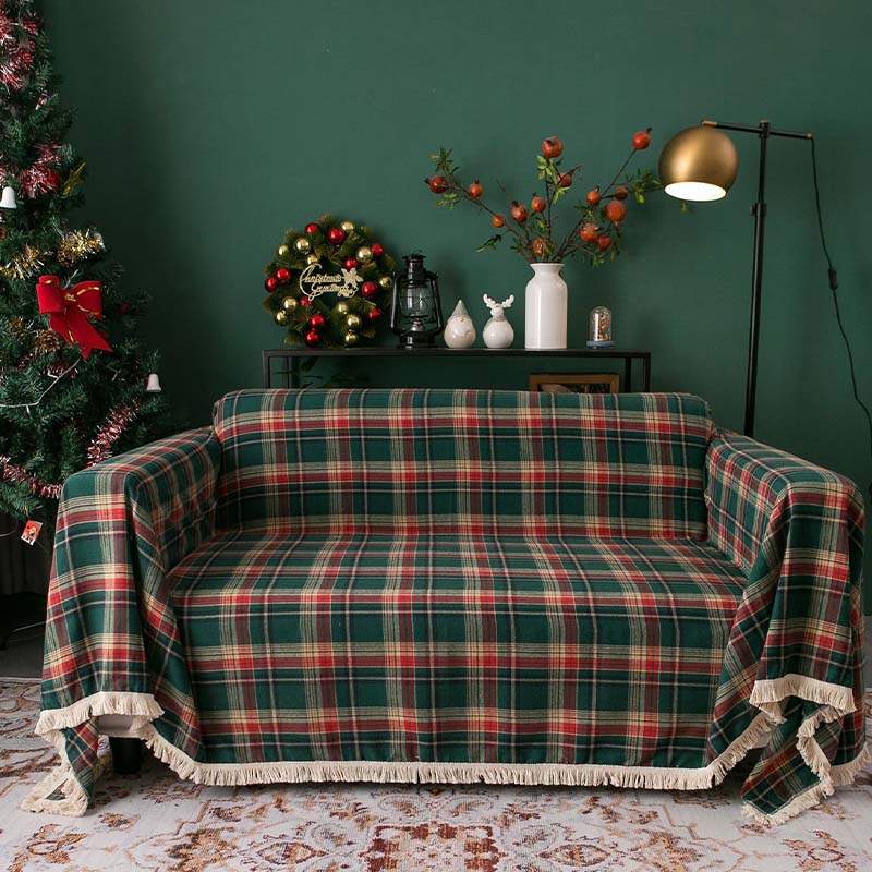 Vintage Christmas Style Plaid Blanket Full Wrap Co