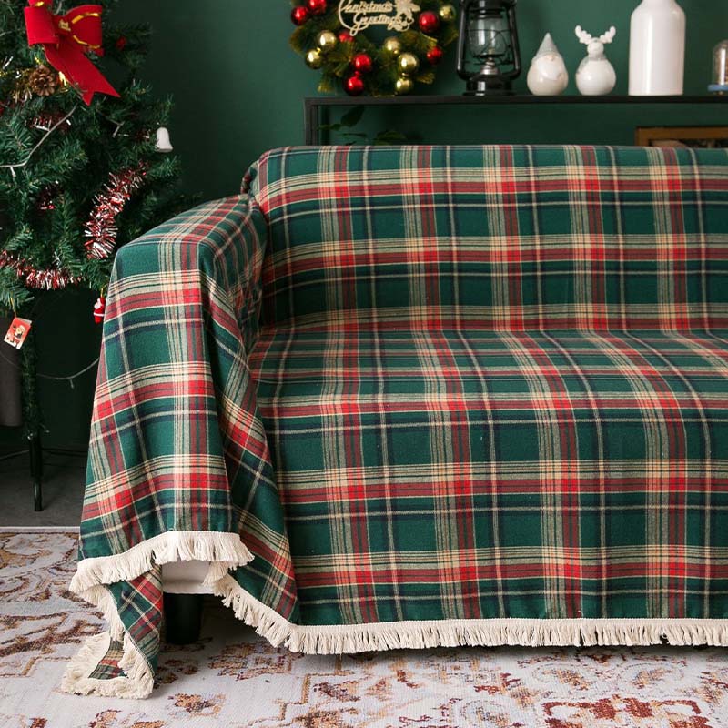 Vintage Christmas Style Plaid Blanket Full Wrap Co