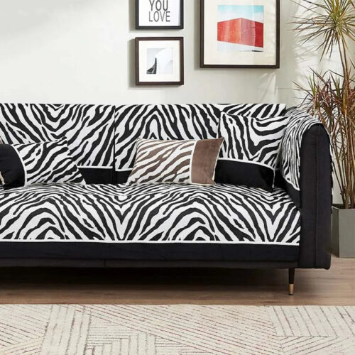 Wild Zebra Print Chenille Furniture Protector Couc