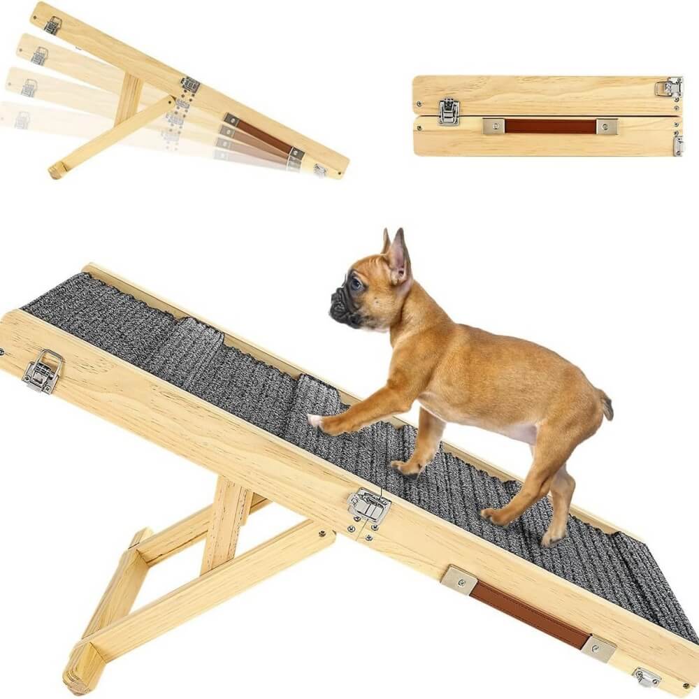 Wooden Dog Ramp 4 Levels Height Adjustable Foldabl