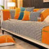 Classic Houndstooth Print Chenille Non-slip Couch 