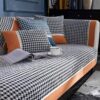 Classic Houndstooth Print Chenille Non-slip Couch 