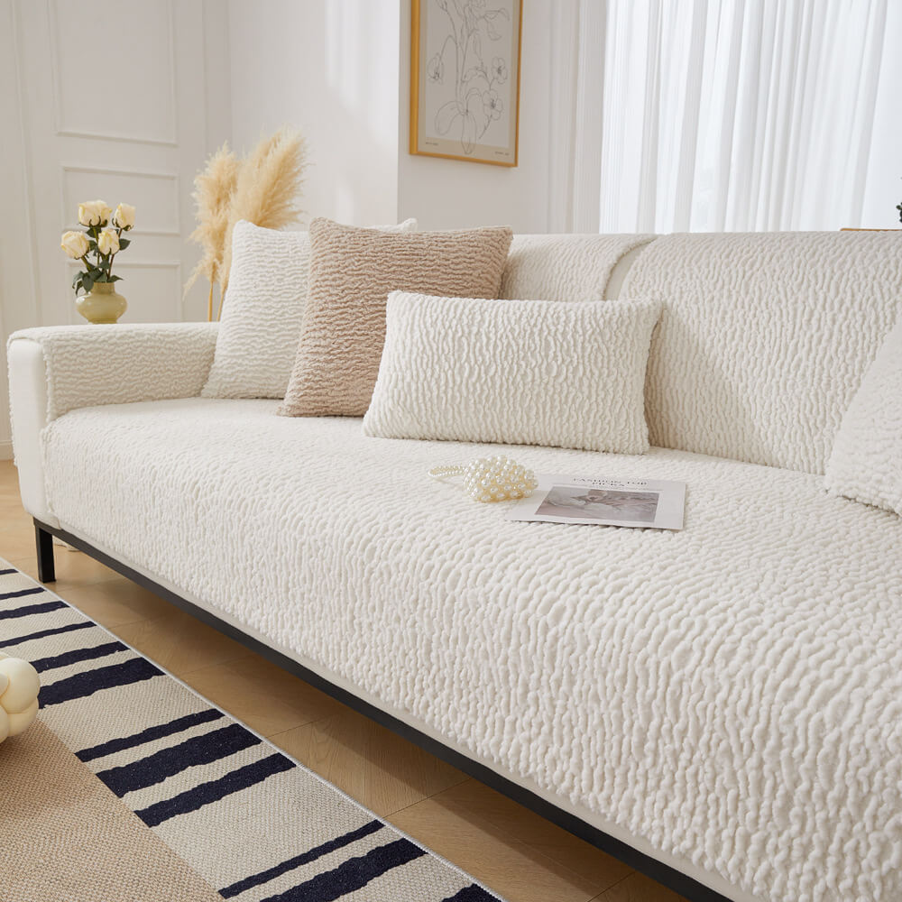 Cream Colour Berber Fleece Anti-Scratch Couch Cove