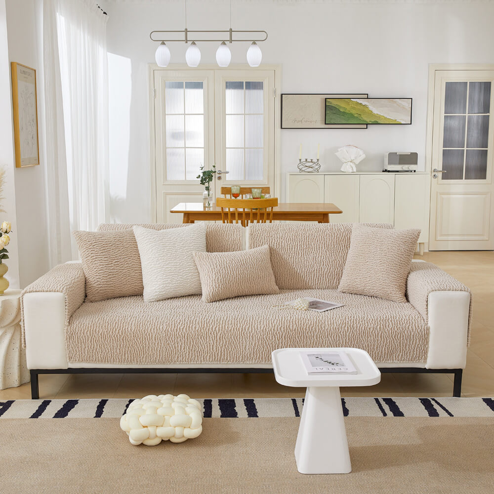 Cream Colour Berber Fleece Anti-Scratch Couch Cove