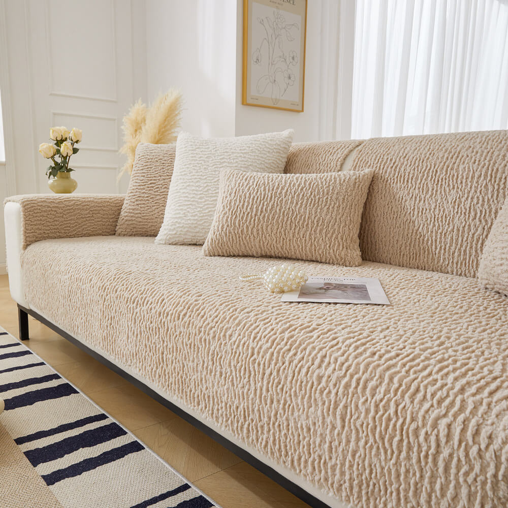 Cream Colour Berber Fleece Anti-Scratch Couch Cove