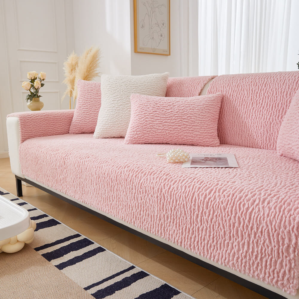 Cream Colour Berber Fleece Anti-Scratch Couch Cove