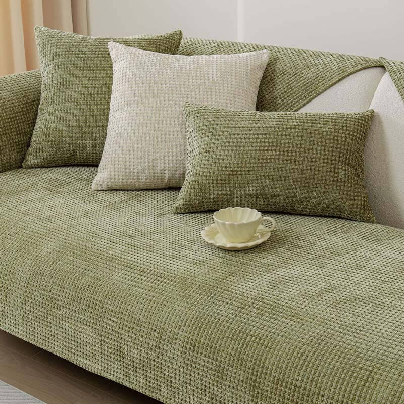 Delicate Waffle Chenille Fabric Furniture Protecto