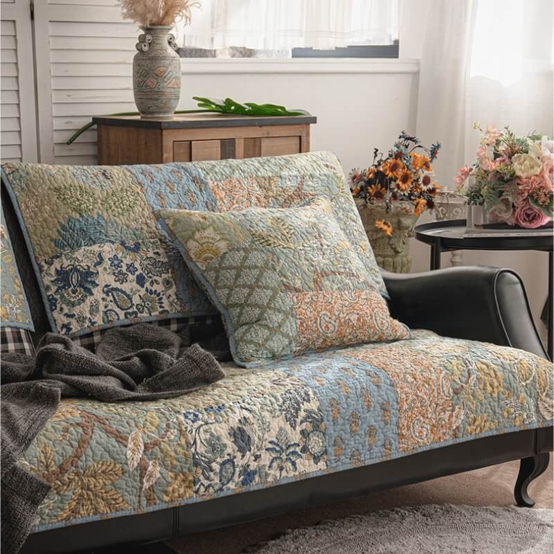 European Floral Cotton Couch Cover Sofa Protective