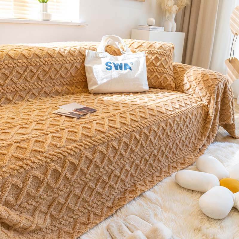 Solid Colour Fleece Furniture Protector Couch Cove