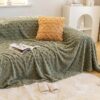 Solid Colour Fleece Furniture Protector Couch Cove