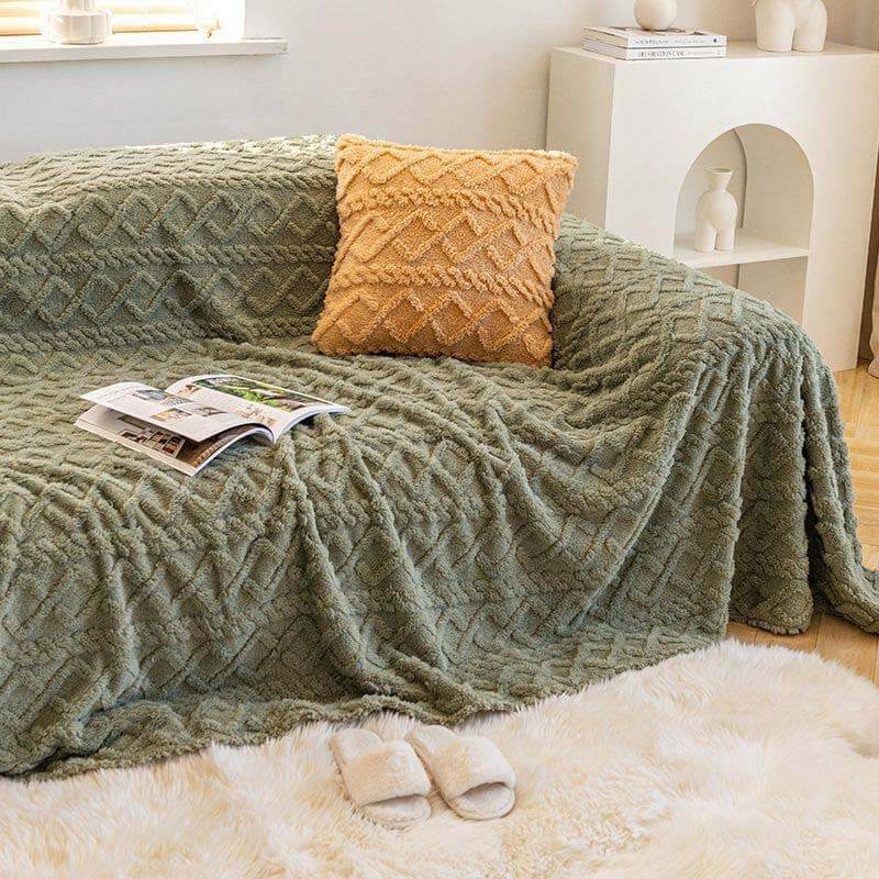 Solid Colour Fleece Furniture Protector Couch Cove