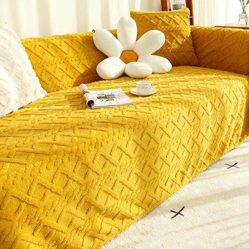 Solid Colour Fleece Furniture Protector Couch Cove