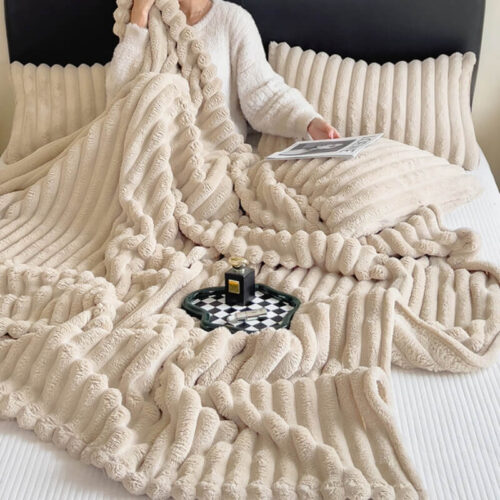 Warm Faux Rabbit Plush Sofa Throw Blanket Human Do